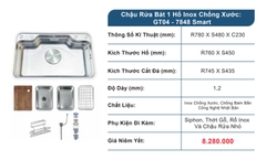 Chậu 1 hố kiểu Nhật Gento GT04 – 7848 Smart