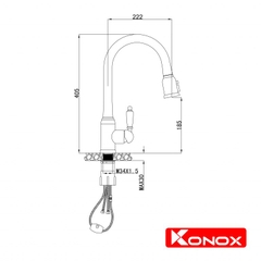 Vòi rửa bát rút dây Konox KN1905