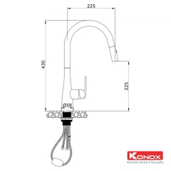 Vòi rửa bát rút dây Curva Black