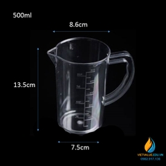 Cốc đong nhựa PC, chịu nhệt, chịu lực, có vạch chia, dung tích 500ml