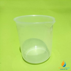 Ca đong hóa chất, bằng nhựa, có chia vạch, không có quai, có mỏ, 100ml