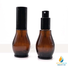 Chai nâu bầu xịt 30ml, chai thủy tinh đựng mẫu, chai lọ thủy tinh