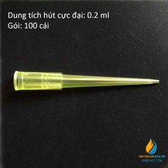 Túi 1000 đầu côn pipet hút, loại 0.2ml, nhựa PP màu vàng tiệt trùng