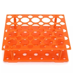 Giá đựng ống nghiệm, ống li tâm 50 lỗ, lỗ nhiều đường kính 1,5cm - 3,5cm, màu cam