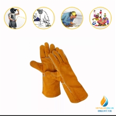 Găng tay da hàn, chống cháy, chống nóng cao - phụ kiện máy hàn que