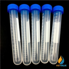10 Ống ly tâm tiệt trùng 15ml, chia vạch, nắp xanh, đáy tròn