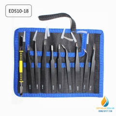 Bộ nhíp ESD chống tĩnh điện chất liệu thép không gỉ, bộ 10 nhíp từ ESD10 đến ESD18