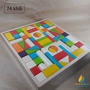 Bộ lắp ghép khối gỗ 74 chi tiết, đồ chơi xây dựng mô hình stem cho học sinh
