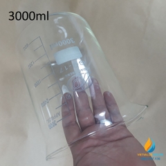 Cốc đốt thấp thành 3000ml thủy tinh chịu nhiệt, vạch chia cỏ mỏ rót