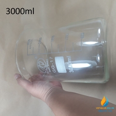 Cốc đốt thấp thành 3000ml thủy tinh chịu nhiệt, vạch chia cỏ mỏ rót