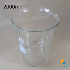 Cốc đốt thấp thành 2000ml thủy tinh chịu nhiệt, vạch chia cỏ mỏ rót