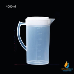 Ca đựng hóa chất, có nắp, tay cầm, nhựa PP, vạch chia, dung tích 4000ml