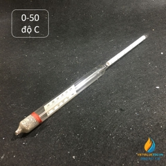 Tỷ trọng kế có kèm nhiệt kế khoảng đo từ 0 đến 50 độ C, tỷ trọng 0 đến 100
