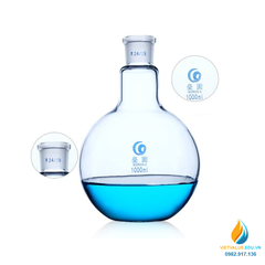 Bình cầu thủy tinh đáy phẳng, cổ nhám, thành dày, dung tích 100ml cổ 19/24