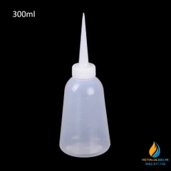 Bình tia vòi thẳng 100ml, nhựa PP màu cổ trắng trong suốt, vạch chia