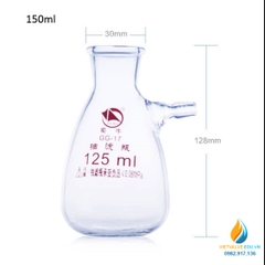 Bình tam giác thủy tinh có vòi chiết ngang, thành dày, dung tích 125ml