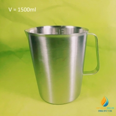 Ca inox 304 có vạch chia tay cầm dung tích 1500ml không nắp