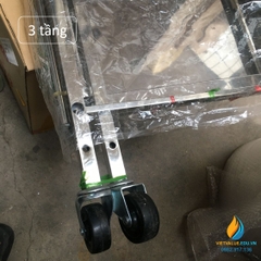 Xe đẩy dụng cụ thí nghiệm 3 tầng Inox, xe đẩy chở đồ cho phòng thí nghiệm