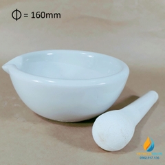 Cối chày sứ nghiền mẫu chất phòng thí nghiệm, đường kính 16cm