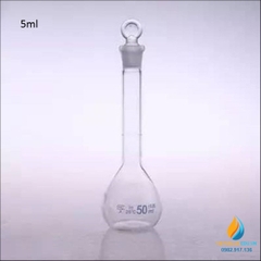 Bình định mức thủy tinh, màu trong suốt, nút cổ mài, thành dày, dung tích 5ml