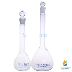 Bình định mức thủy tinh, màu trong suốt, nút cổ mài, thành dày, dung tích 5ml