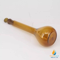 Bình định mức thủy tinh, màu nâu hổ phách, nút cổ mài, thành dày, dung tích 5ml