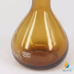 Bình định mức thủy tinh, màu nâu hổ phách, nút cổ mài, thành dày, dung tích 10ml