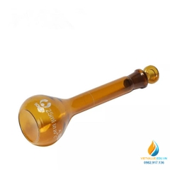 Bình định mức thủy tinh, màu nâu hổ phách, nút cổ mài, thành dày, dung tích 25ml