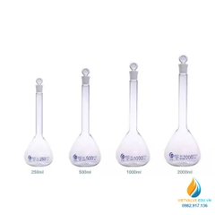 Bình định mức thủy tinh, màu trong suốt, nút cổ mài, thành dày, dung tích 10ml