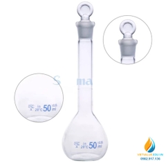 Bình định mức thủy tinh, màu trong suốt, nút cổ mài, thành dày, dung tích 10ml