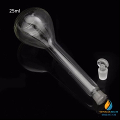 Bình định mức thủy tinh, màu trong suốt, nút cổ mài, thành dày, dung tích 25ml