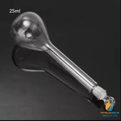 Bình định mức thủy tinh, màu trong suốt, nút cổ mài, thành dày, dung tích 25ml