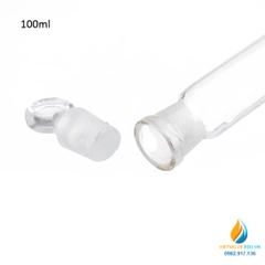 Bình định mức thủy tinh, màu trong suốt, nút cổ mài, thành dày, dung tích 100ml