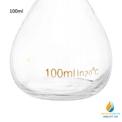 Bình định mức thủy tinh, màu trong suốt, nút cổ mài, thành dày, dung tích 100ml