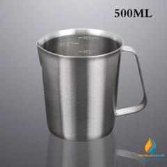 Ca inox 304 có chia vạch, có tay cầm, có mỏ, dung tích 500ml
