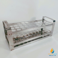 Giá inox 30 lỗ kích thước lỗ 23mm, giá inox đựng ống nghiệm 3 tầng