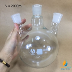 Bình cầu thủy tinh 3 cổ 24 và 14 dung tích 100ml chịu nhiệt cao, hãng Bomex, chịu nhiệt