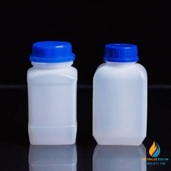 Chai nhựa lưu mẫu, nhựa PP, chai vuông, nắp trắng miệng rộng, dung tích 250ml