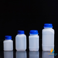 Chai nhựa lưu mẫu, nhựa PP, chai vuông, nắp trắng miệng rộng, dung tích 250ml