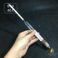 Tỷ trọng kế có kèm nhiệt kế khoảng đo từ 0 đến 50 độ C, tỷ trọng 0 đến 100