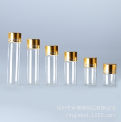 Chai lưu mẫu trụ nắp vàng 16ml, chai thủy tinh đựng mẫu, chai lọ thủy tinh