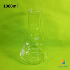 Bình tam giác, thủy tinh trong suốt, có chia vạch, không nắp, 1000ml