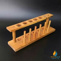 Giá cắm ống nghiệm bằng gỗ, 12 lỗ, 12 que cắm, lỗ 2.3cm