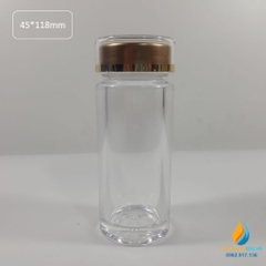 Chai thủy tinh lưu mẫu cao cấp, kín khí, kích thước 45*118mm, thủy tinh trong suốt cao cấp