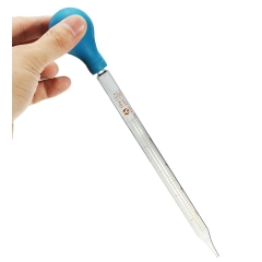 Pipet hút thủy tinh, ống hút chia vạch 10ml, bầu cao su, dài 23cm