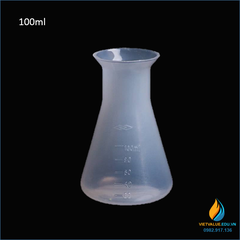 Bình tam giác nhựa, không nắp, vạch chia, nhựa PP, dung tích 100ml