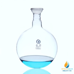 Bình cầu thủy tinh đáy tròn, cổ nhám, thành dày, dung tích 50ml, cổ 19/24