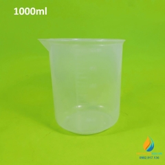 Ca đong hóa chất, bằng nhựa, có chia vạch, không có quai, có mỏ 1000ml
