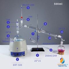 Bộ chưng cất tinh dầu, dung tích 500ml, chưng cất chân không