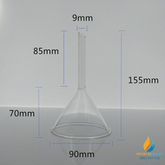 Phễu thủy tinh miệng 120mm, cuống 105mm